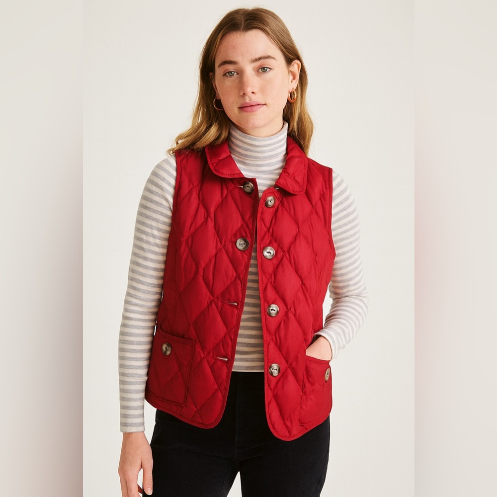 Talbots Vintage Red Down Quilted Puffer Vest Sz.‎ L